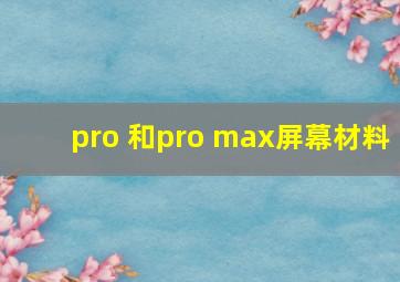 pro 和pro max屏幕材料